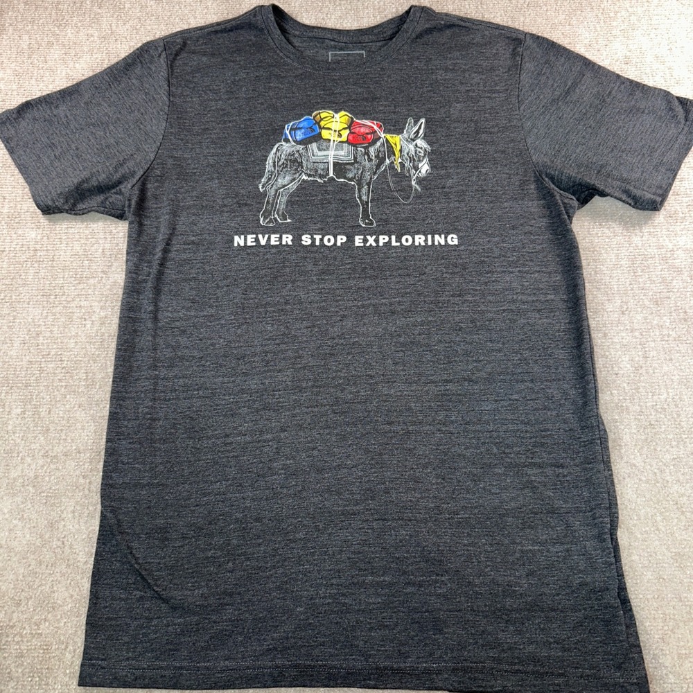 The North Face Mens Never Stop Exploring Donkey Graphic Tee Charcoal Grey Large